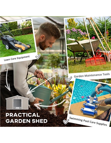 Outsunny 13 x 11ft Garden Metal Storage Shed Outdoor Storage Shed with Foundation Ventilation & Doors, Light Grey 845-031V01LG - pic 39977 | FastDaddyshop