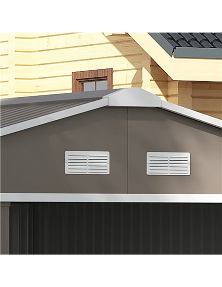 Outsunny 13 x 11ft Garden Metal Storage Shed Outdoor Storage Shed with Foundation Ventilation & Doors, Light Grey 845-031V01LG - pic 39979 | FastDaddyshop