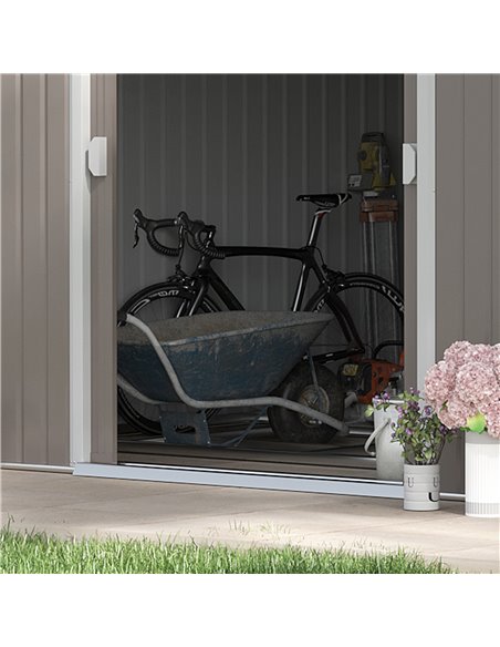 Outsunny 13 x 11ft Garden Metal Storage Shed Outdoor Storage Shed with Foundation Ventilation & Doors, Light Grey 845-031V01LG - pic 39980 | FastDaddyshop