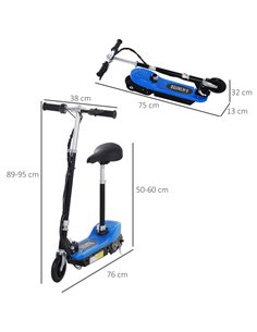 HOMCOM Outdoor Ride On Powered Scooter for kids Sporting Toy 120W Motor Bike 2 x 12V Battery - Blue 2