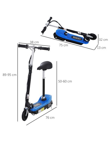 HOMCOM Outdoor Ride On Powered Scooter for kids Sporting Toy 120W Motor Bike 2 x 12V Battery - Blue - pic 3999 | FastDaddyshop