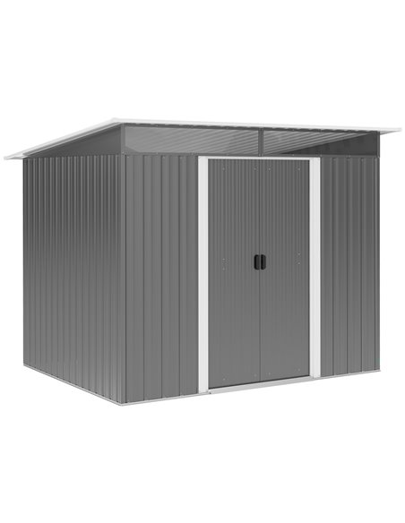 Outsunny 9 x 6ft Garden Metal Storage Shed, Grey 845-174V01GY - pic 39990 | FastDaddyshop