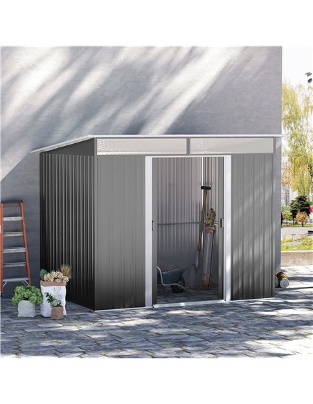 Outsunny 9 x 6ft Garden Metal Storage Shed, Grey 845-174V01GY - pic 39991 | FastDaddyshop