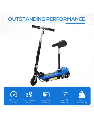 HOMCOM Outdoor Ride On Powered Scooter for kids Sporting Toy 120W Motor Bike 2 x 12V Battery - Blue