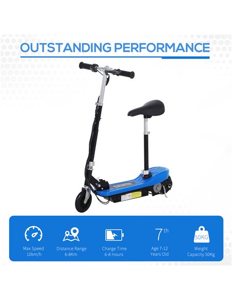 HOMCOM Outdoor Ride On Powered Scooter for kids Sporting Toy 120W Motor Bike 2 x 12V Battery - Blue - pic 4000 | FastDaddyshop
