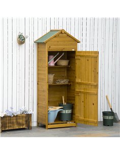 Outsunny Wooden Garden Storage Shed, Natural Wood Effect 845-352V01 2