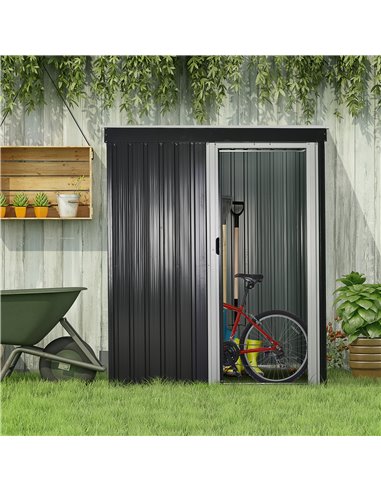 Outsunny 2 x 3ft Garden Storage Shed with Sliding Door and Sloped Roof Outdoor Equipment Tool Backyard, Black 845-423