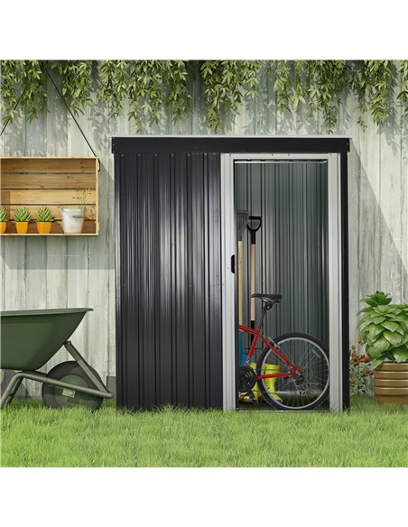 Outsunny 2 x 3ft Garden Storage Shed with Sliding Door and Sloped Roof Outdoor Equipment Tool Backyard, Black 845-423 - pic 40009 | FastDaddyshop