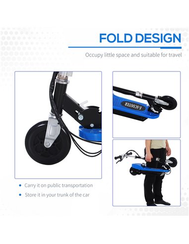 HOMCOM Outdoor Ride On Powered Scooter for kids Sporting Toy 120W Motor Bike 2 x 12V Battery - Blue