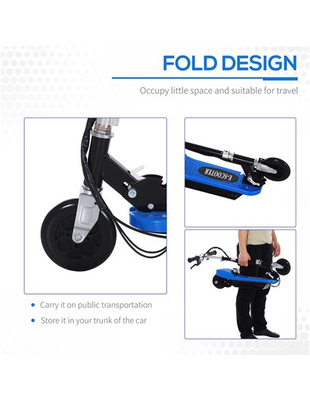 HOMCOM Outdoor Ride On Powered Scooter for kids Sporting Toy 120W Motor Bike 2 x 12V Battery - Blue - pic 4001 | FastDaddyshop