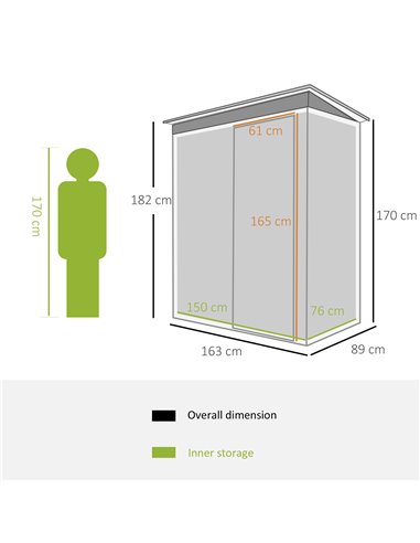 Outsunny 2 x 3ft Garden Storage Shed with Sliding Door and Sloped Roof Outdoor Equipment Tool Backyard, Black 845-423