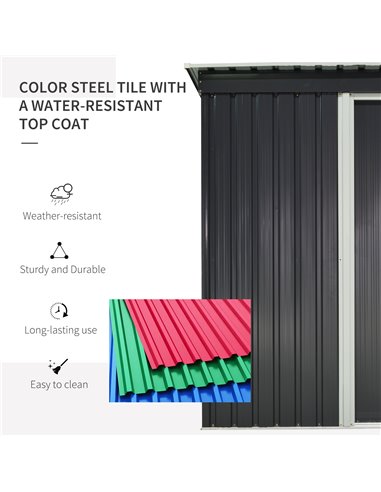Outsunny 2 x 3ft Garden Storage Shed with Sliding Door and Sloped Roof Outdoor Equipment Tool Backyard, Black 845-423