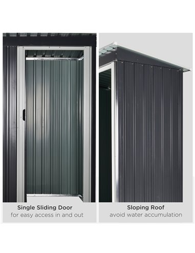 Outsunny 2 x 3ft Garden Storage Shed with Sliding Door and Sloped Roof Outdoor Equipment Tool Backyard, Black 845-423