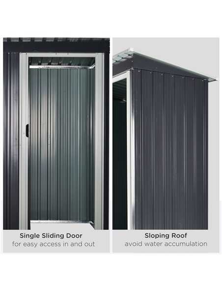 Outsunny 2 x 3ft Garden Storage Shed with Sliding Door and Sloped Roof Outdoor Equipment Tool Backyard, Black 845-423 - pic 40012 | FastDaddyshop