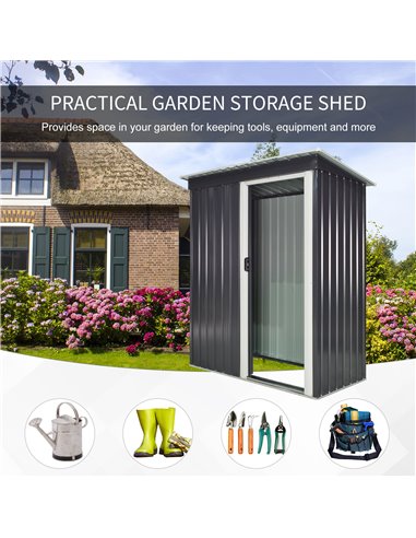 Outsunny 2 x 3ft Garden Storage Shed with Sliding Door and Sloped Roof Outdoor Equipment Tool Backyard, Black 845-423