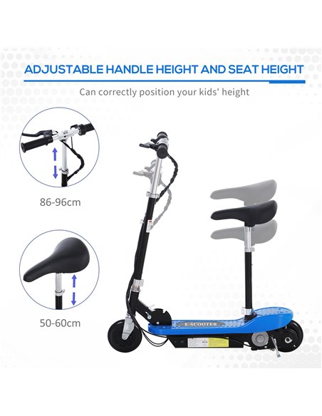 HOMCOM Outdoor Ride On Powered Scooter for kids Sporting Toy 120W Motor Bike 2 x 12V Battery - Blue - pic 4002 | FastDaddyshop