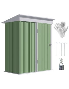 Outsunny 5'x3'x6' Metal Garden Roofed Lean-to Shed, Green 845-840V00YG