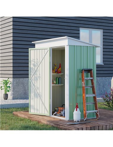 Outsunny 5'x3'x6' Metal Garden Roofed Lean-to Shed, Green 845-840V00YG