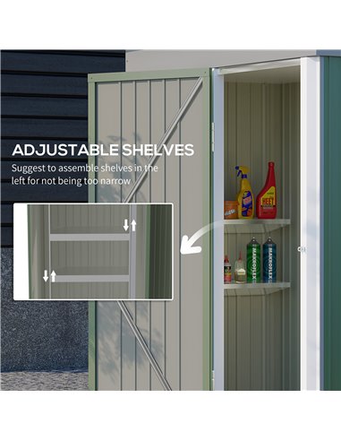 Outsunny 5'x3'x6' Metal Garden Shed Roofed Lean-to Shed for Tool Motor Bike, with Adjustable Shelf, Lock, Gloves, Green 845-840V
