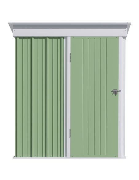 Outsunny 5'x3'x6' Metal Garden Shed Roofed Lean-to Shed for Tool Motor Bike, with Adjustable Shelf, Lock, Gloves, Green 845-840V - pic 40034 | FastDaddyshop