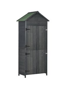 Outsunny 4-Tier Wooden Garden Outdoor Shed, Grey 845-063V01GY