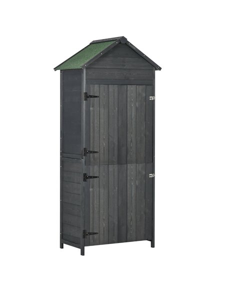 Outsunny 4-Tier Wooden Garden Outdoor Shed, Grey 845-063V01GY - pic 40035 | FastDaddyshop