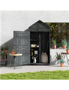 Outsunny 4-Tier Wooden Garden Outdoor Shed, Grey 845-063V01GY 2