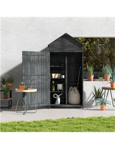 Outsunny 4-Tier Wooden Garden Outdoor Shed, Grey 845-063V01GY
