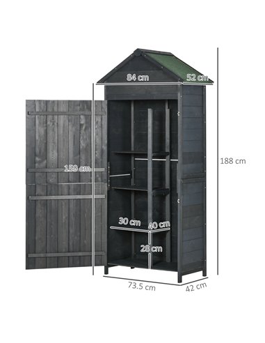 Outsunny 4-Tier Wooden Garden Outdoor Shed, Grey 845-063V01GY