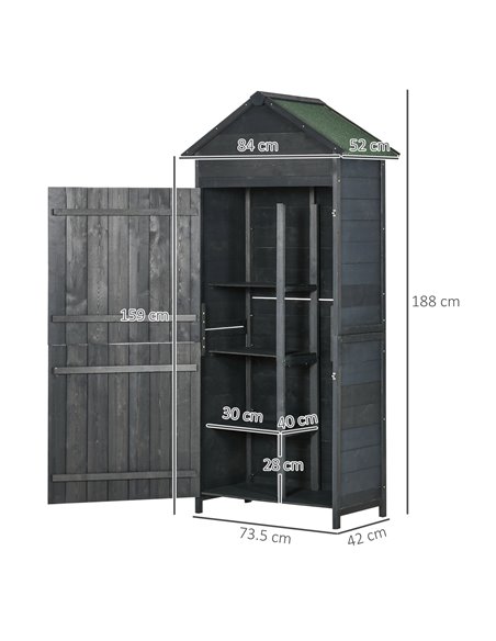 Outsunny 4-Tier Wooden Garden Outdoor Shed, Grey 845-063V01GY - pic 40037 | FastDaddyshop