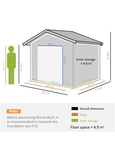 Outsunny 9FT x 6FT Galvanized Metal Garden Shed, White and Green 845-837V00WT