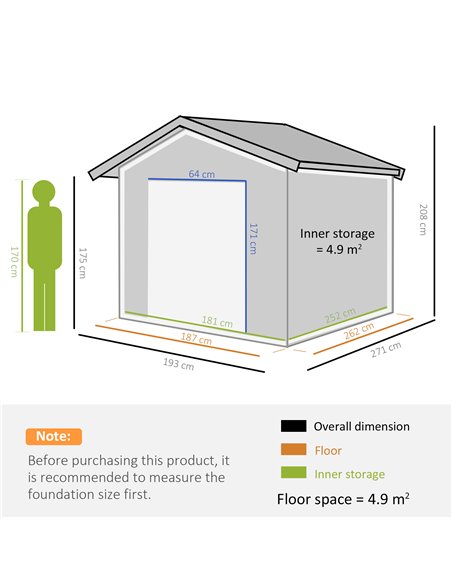 Outsunny 9FT x 6FT Galvanized Metal Garden Shed, White and Green 845-837V00WT - pic 40046 | FastDaddyshop