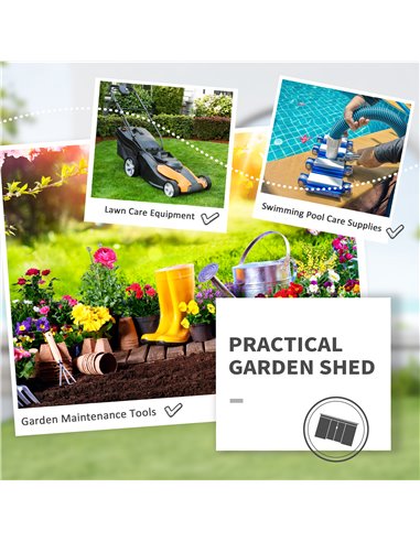 Outsunny 9FT x 6FT Galvanized Metal Garden Shed, Outdoor Storage Shed with Sloped Roof, Lockable Door, Tool Storage Shed for Bac