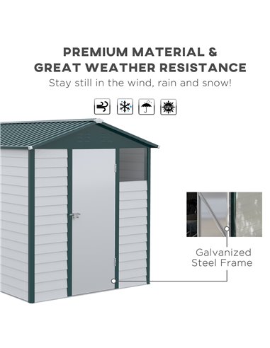 Outsunny 9FT x 6FT Galvanized Metal Garden Shed, Outdoor Storage Shed with Sloped Roof, Lockable Door, Tool Storage Shed for Bac