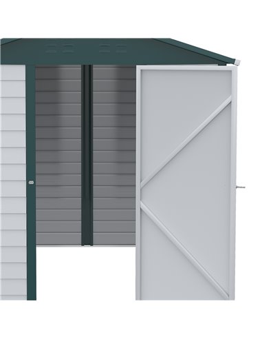 Outsunny 9FT x 6FT Galvanized Metal Garden Shed, Outdoor Storage Shed with Sloped Roof, Lockable Door, Tool Storage Shed for Bac