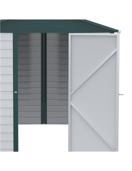 Outsunny 9FT x 6FT Galvanized Metal Garden Shed, Outdoor Storage Shed with Sloped Roof, Lockable Door, Tool Storage Shed for Bac - pic 40050 | FastDaddyshop
