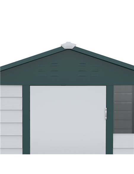 Outsunny 9FT x 6FT Galvanized Metal Garden Shed, Outdoor Storage Shed with Sloped Roof, Lockable Door, Tool Storage Shed for Bac - pic 40052 | FastDaddyshop