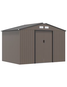 Outsunny 9 x 6FT Garden Metal Storage Shed, Brown 845-031V00BN