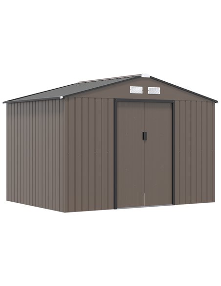 Outsunny 9 x 6FT Garden Metal Storage Shed, Brown 845-031V00BN - pic 40053 | FastDaddyshop