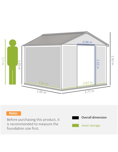 Outsunny 9 x 6FT Garden Metal Storage Shed Outdoor Storage Shed with Foundation Ventilation & Doors, Brown 845-031V00BN