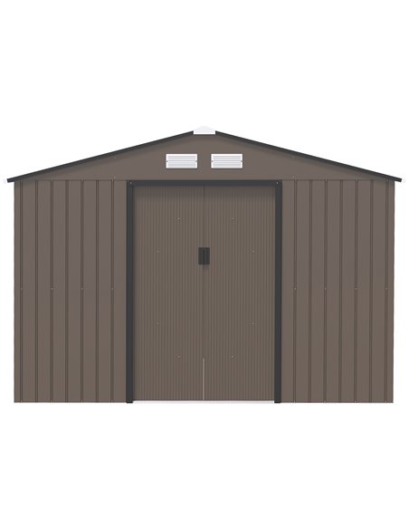 Outsunny 9 x 6FT Garden Metal Storage Shed Outdoor Storage Shed with Foundation Ventilation & Doors, Brown 845-031V00BN - pic 40061 | FastDaddyshop