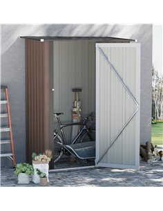 Outsunny 5ft x 3ft Garden Metal Storage Shed, Brown 845-328V01BN 2