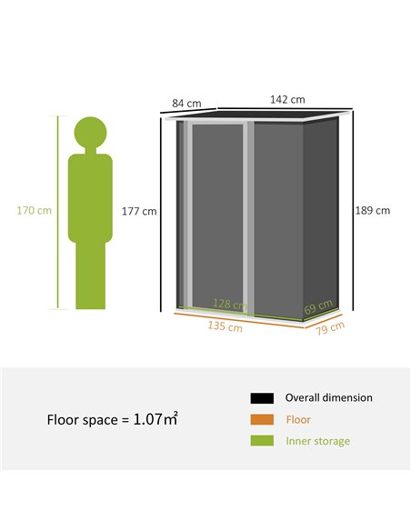 Outsunny 5ft x 3ft Garden Metal Storage Shed, Brown 845-328V01BN - pic 40064 | FastDaddyshop