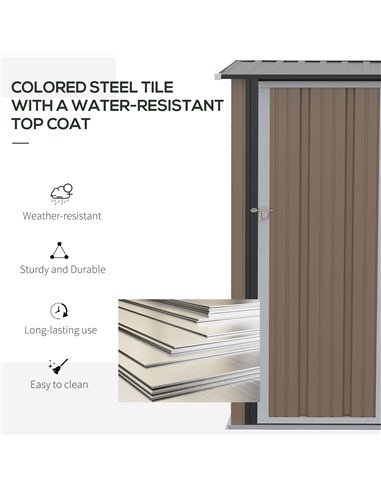 Outsunny 5ft x 3ft Garden Metal Storage Shed, Brown 845-328V01BN