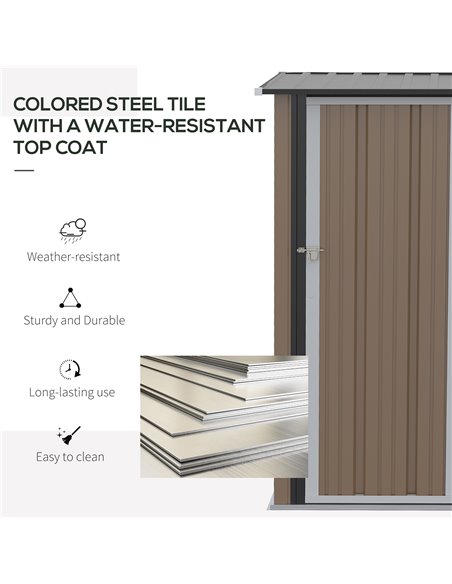 Outsunny 5ft x 3ft Garden Metal Storage Shed, Brown 845-328V01BN - pic 40065 | FastDaddyshop