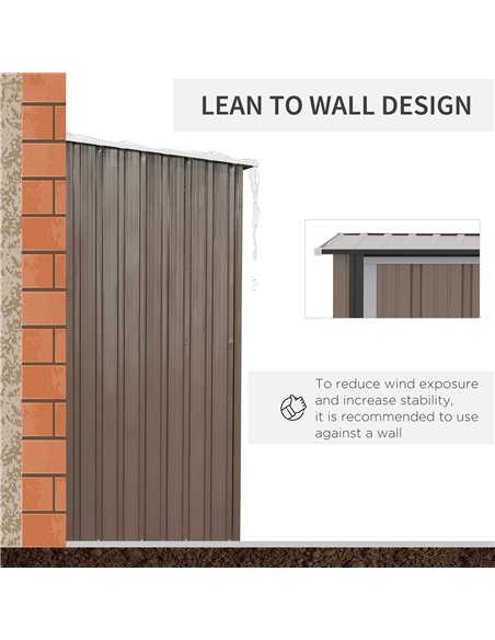 Outsunny  5ft x 3ft Garden Metal Storage Shed, Outdoor Tool Shed with Sloped Roof, Lockable Door for Equipment, Bikes, Brown 845 - pic 40068 | FastDaddyshop