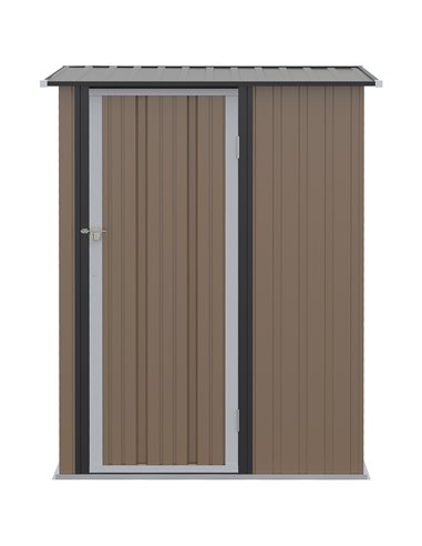Outsunny  5ft x 3ft Garden Metal Storage Shed, Outdoor Tool Shed with Sloped Roof, Lockable Door for Equipment, Bikes, Brown 845