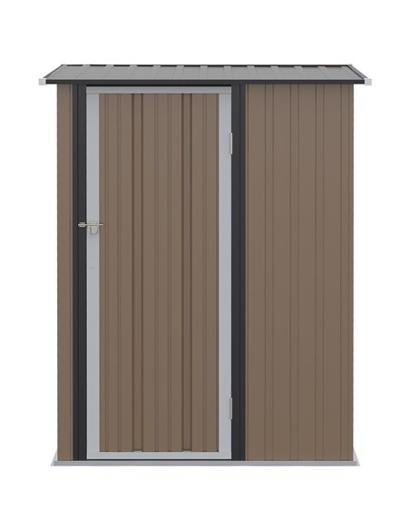 Outsunny  5ft x 3ft Garden Metal Storage Shed, Outdoor Tool Shed with Sloped Roof, Lockable Door for Equipment, Bikes, Brown 845 - pic 40069 | FastDaddyshop