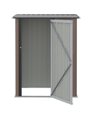 Outsunny  5ft x 3ft Garden Metal Storage Shed, Outdoor Tool Shed with Sloped Roof, Lockable Door for Equipment, Bikes, Brown 845