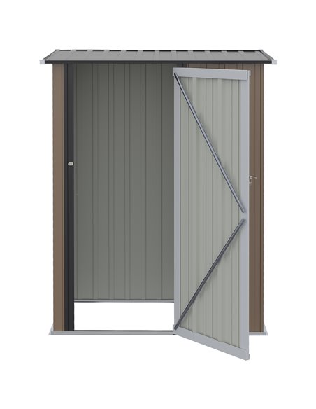 Outsunny  5ft x 3ft Garden Metal Storage Shed, Outdoor Tool Shed with Sloped Roof, Lockable Door for Equipment, Bikes, Brown 845 - pic 40070 | FastDaddyshop